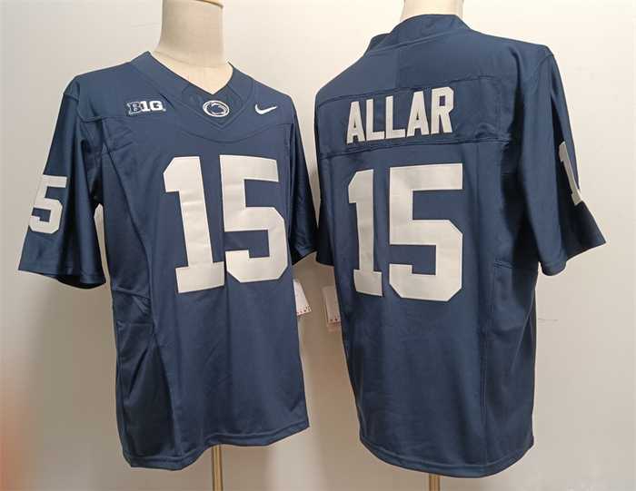 Mens Penn State Nittany Lions #15 Drew Allar Navy Stitched Jersey->->NCAA Jersey
